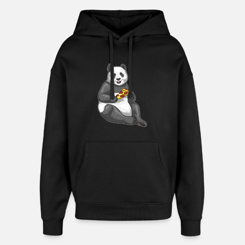 Panda Pizza - Oversized Unisex Hoodie by Stanley/Stella - black