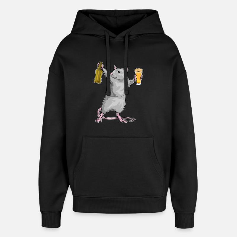 Rat Bouteille de bière - Sweat à capuche unisexe Stanley/Stella Oversized - noir