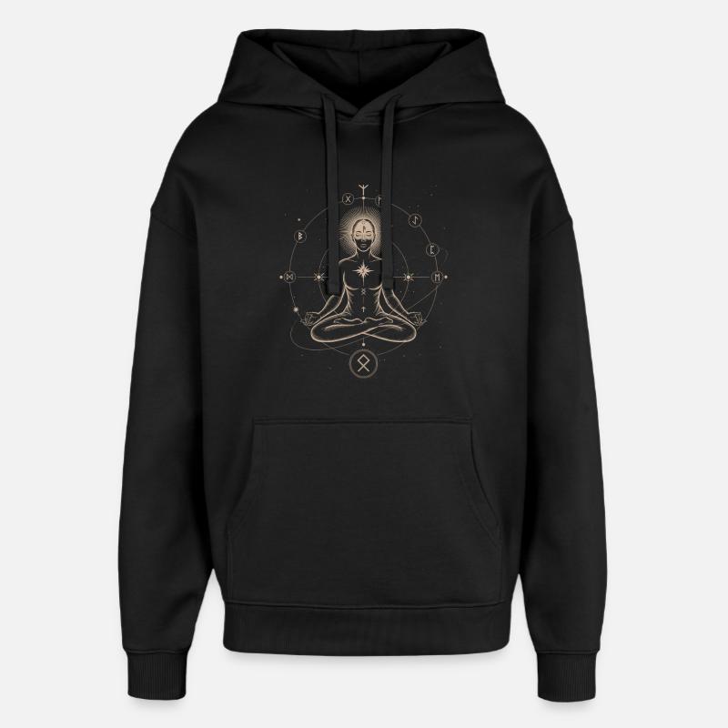 Runic Astral Alignment | Meditative Art Print - Oversized Unisex Hoodie by Stanley/Stella - black