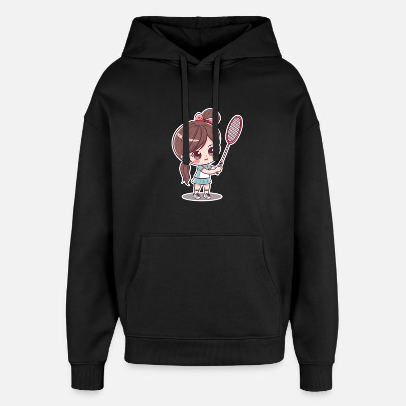 Badmintonspielerin Comic - Oversized Unisex Hoodie von Stanley/Stella - Schwarz