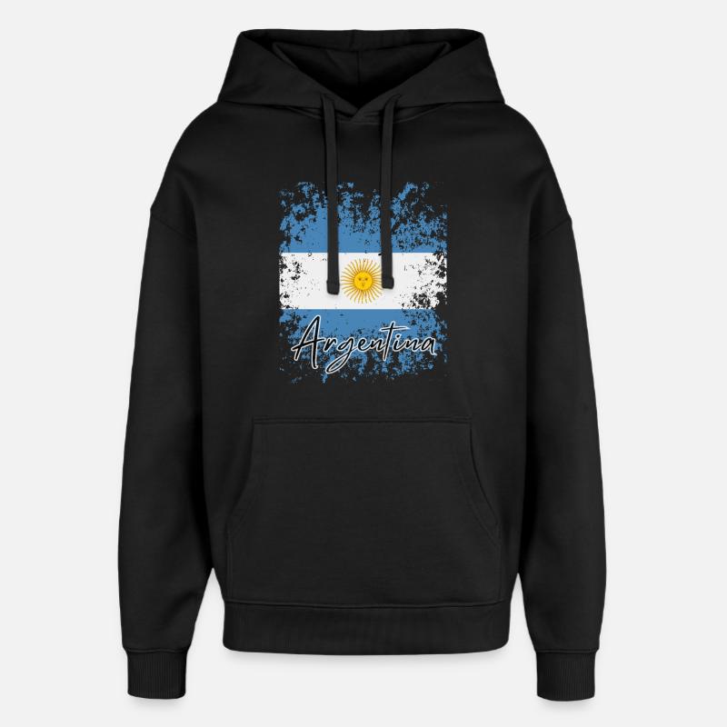 Drapeau de l’Argentine, fierté argentine - Sweat à capuche unisexe Stanley/Stella Oversized - noir