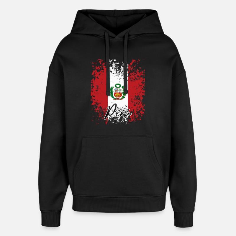 Peruvian pride, proud Peruvian - Oversized Unisex Hoodie by Stanley/Stella - black
