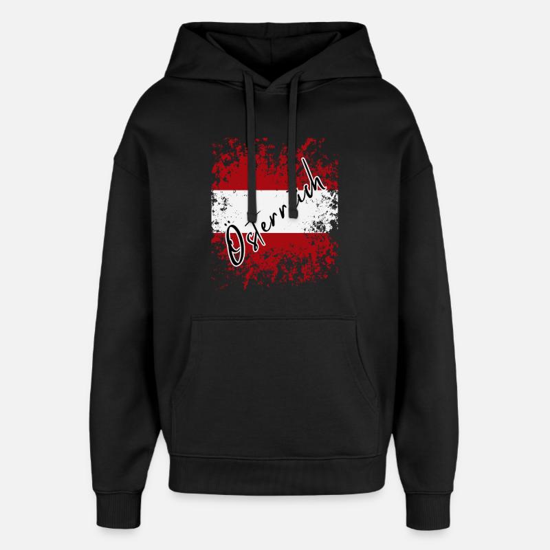 Drapeau de l’Autriche, fierté autrichienne - Sweat à capuche unisexe Stanley/Stella Oversized - noir