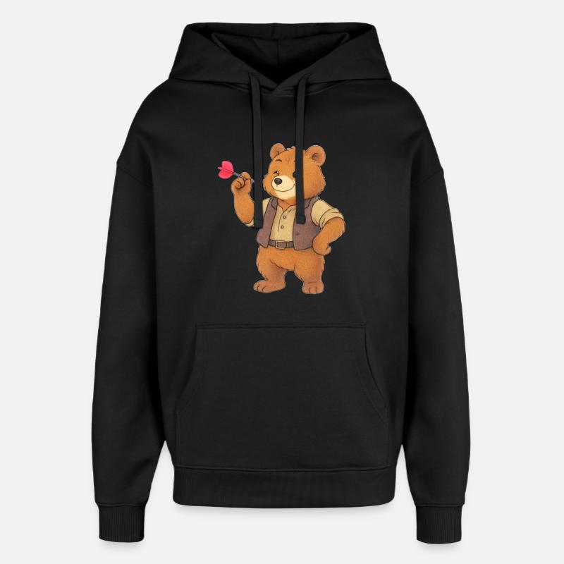 Ours jouant aux fléchettes - Sweat à capuche unisexe Stanley/Stella Oversized - noir