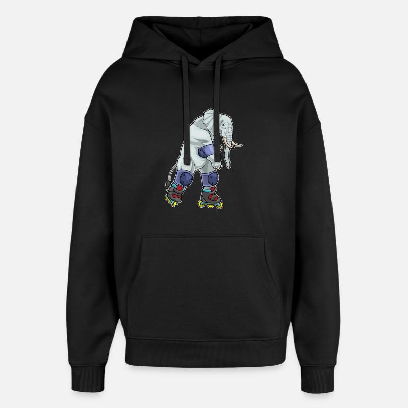 Elefant Inline skating Inline skates - Oversized Unisex Hoodie by Stanley/Stella - black