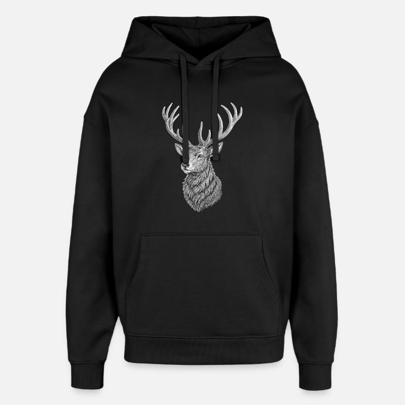 Deer - Oversized Unisex Hoodie by Stanley/Stella - black