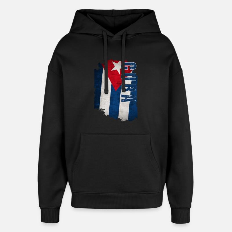 Drapeau cubain vertical, fierté cubaine - Sweat à capuche unisexe Stanley/Stella Oversized - noir