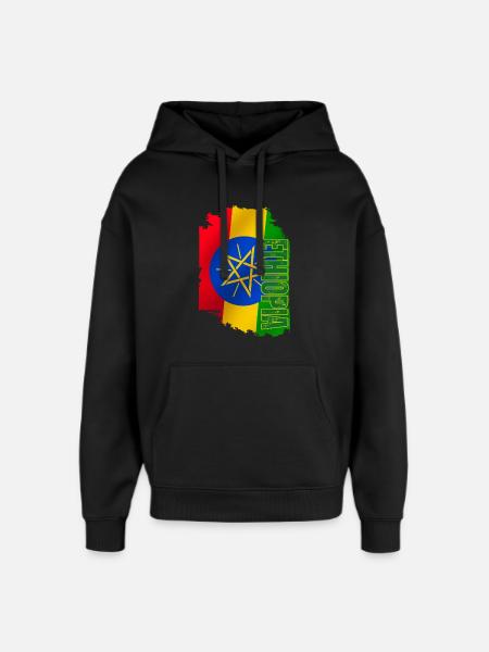 Ethiopia Flag Vertical, I Love Ethiopia - Oversized Unisex Hoodie by Stanley/Stella - black