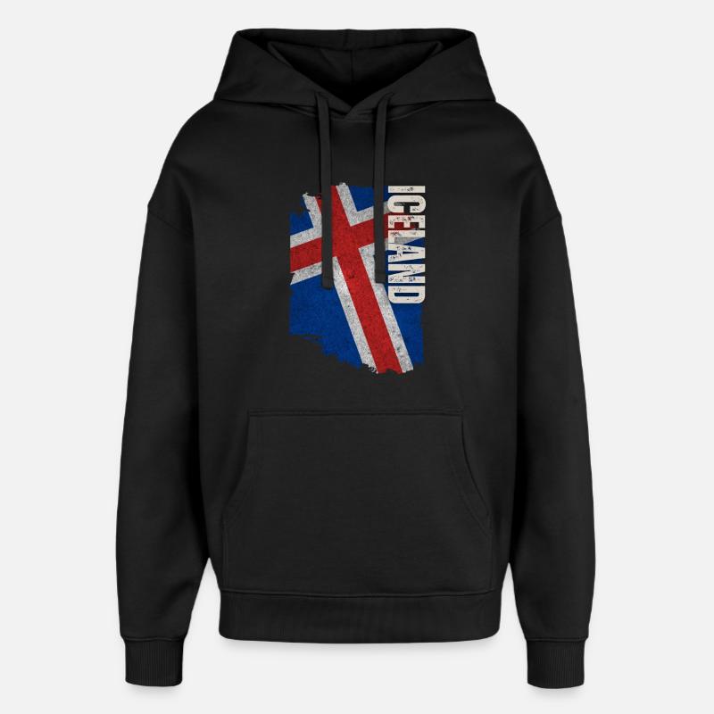 Drapeau vertical de l’Islande, j’aime l’Islande - Sweat à capuche unisexe Stanley/Stella Oversized - noir