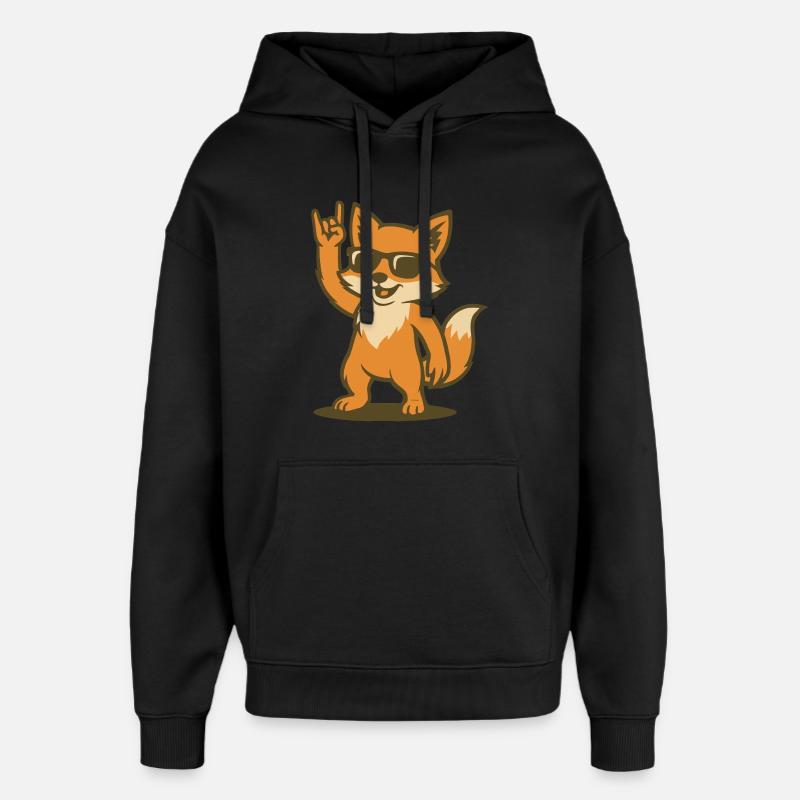 Renard en feu - Sweat à capuche unisexe Stanley/Stella Oversized - noir