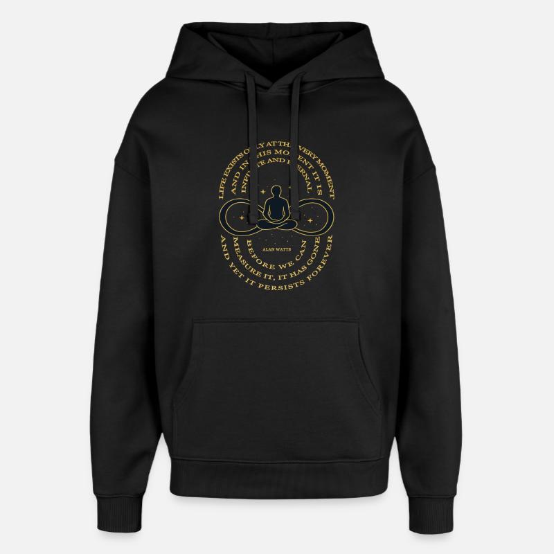 Alan Watts Time Infinity Tee - Oversized Unisex Hoodie by Stanley/Stella - black