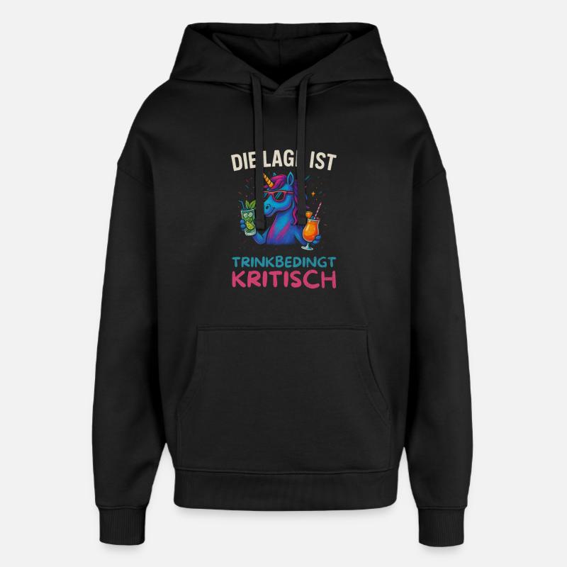 Lustiges Trinker Design Einhorn - Oversized Unisex Hoodie von Stanley/Stella - Schwarz
