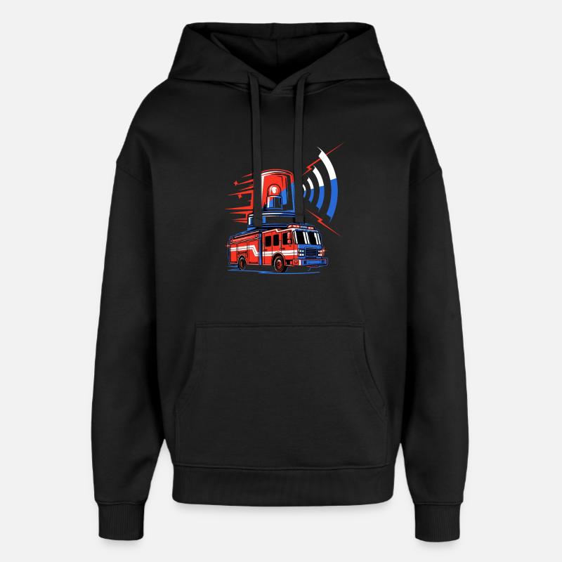 Camion de pompiers avec sirène - Sweat à capuche unisexe Stanley/Stella Oversized - noir