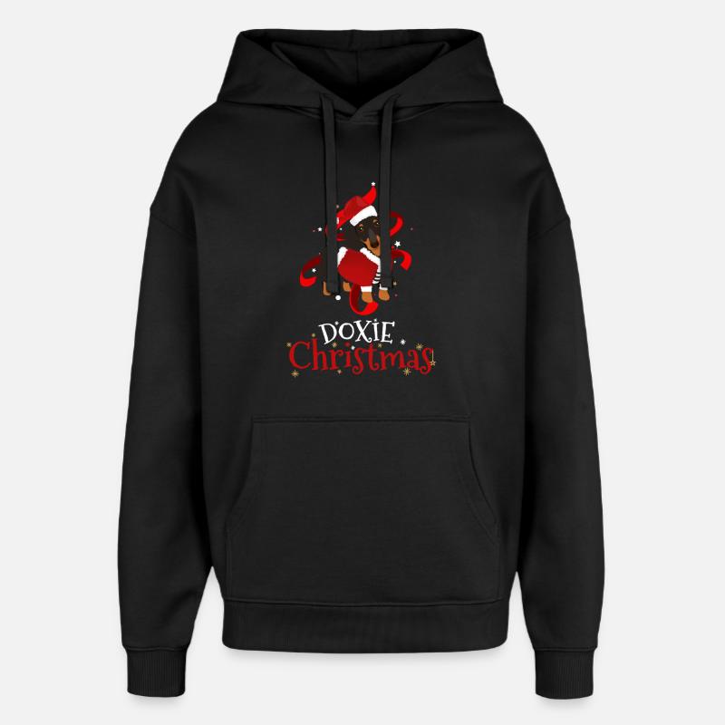 Doxie Teckel Chien Noël - Sweat à capuche unisexe Stanley/Stella Oversized - noir