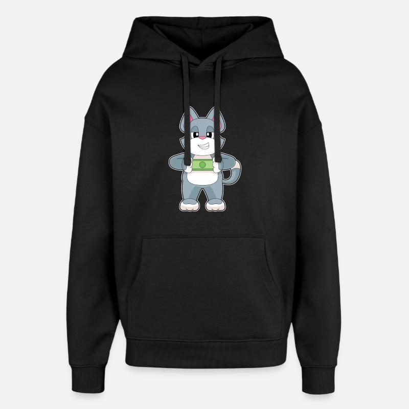 Billet de banque chat - Sweat à capuche unisexe Stanley/Stella Oversized - noir