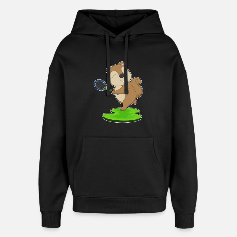 Raquettes de tennis écureuil - Sweat à capuche unisexe Stanley/Stella Oversized - noir
