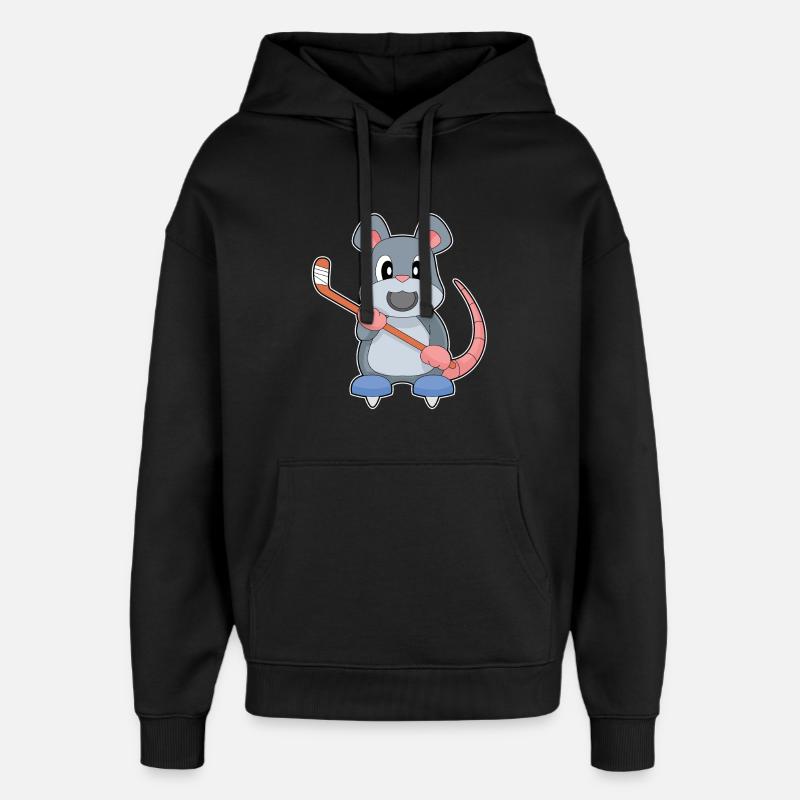 Maus Eishockey Eishockeyschläger - Oversized Unisex Hoodie von Stanley/Stella - Schwarz