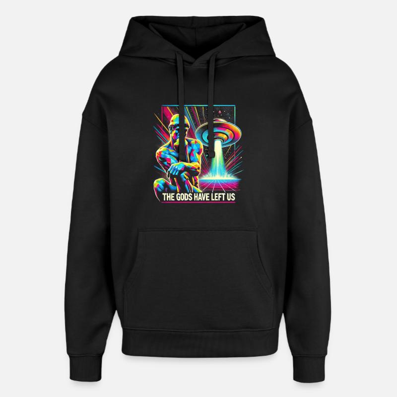 Art Psychédélique Alien Invader - Sweat à capuche unisexe Stanley/Stella Oversized - noir