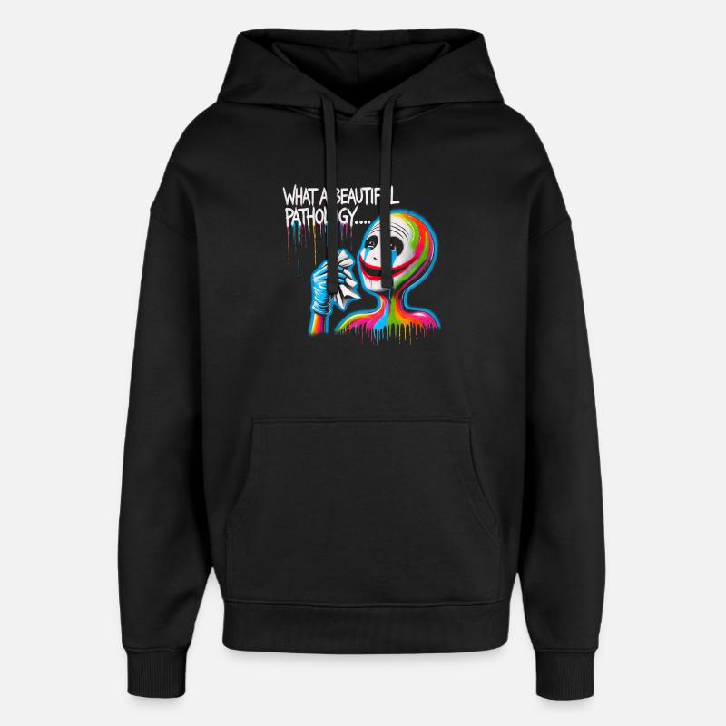 Rainbow Clown Endorsing Pathology - Oversized Unisex Hoodie by Stanley/Stella - black