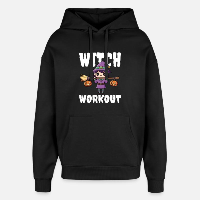 WITCH WORKOUT - WITCH HALLOWEEN - Oversized Unisex Hoodie by Stanley/Stella - black