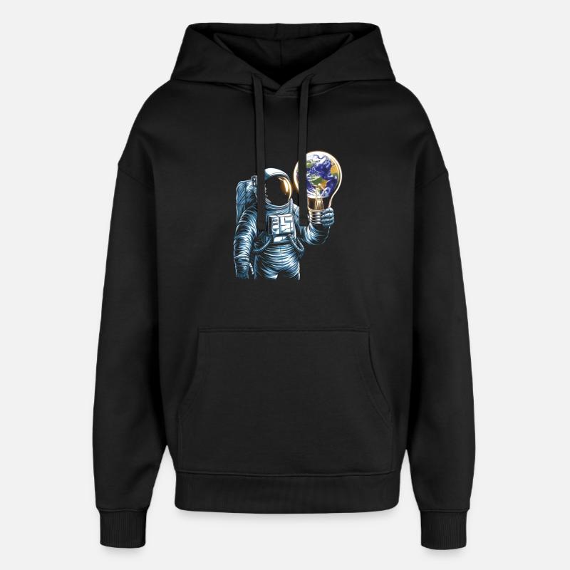 Astronaute spatial avec lampe globe - Sweat à capuche unisexe Stanley/Stella Oversized - noir