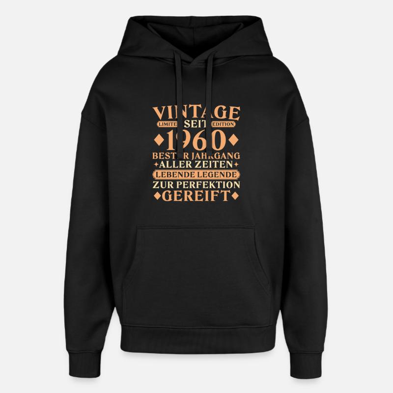Millésime 1960 - 65e anniversaire - Sweat à capuche unisexe Stanley/Stella Oversized - noir