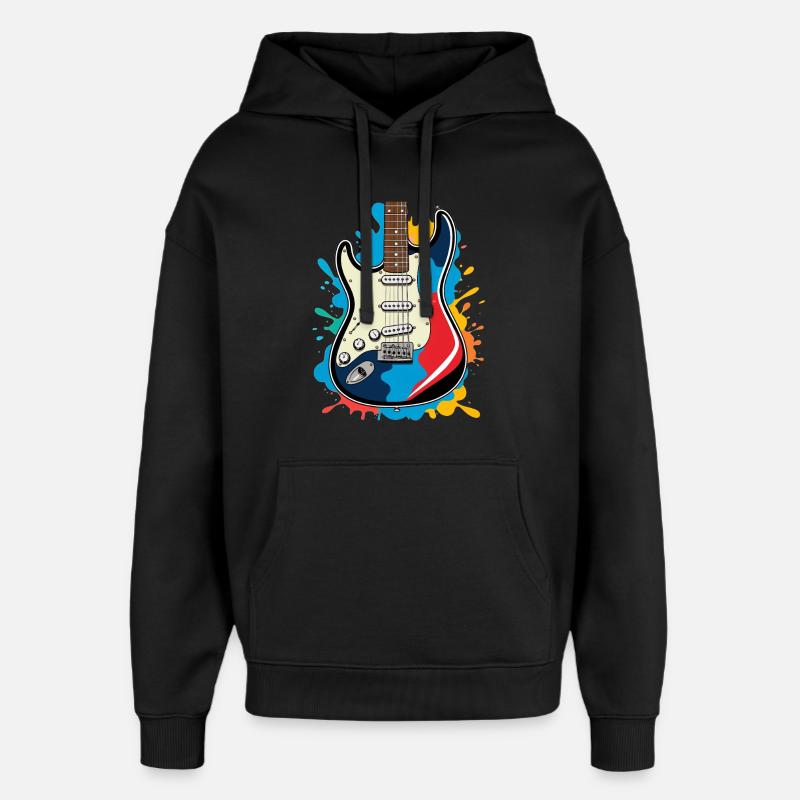 Illustration créative de guitare électrique - Sweat à capuche unisexe Stanley/Stella Oversized - noir