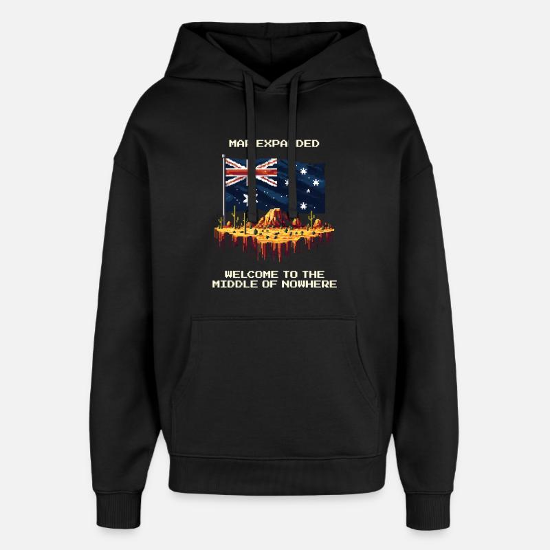 Karte erweitert: Mitte von Nirgendwo | Outback - Oversized Unisex Hoodie von Stanley/Stella - Schwarz