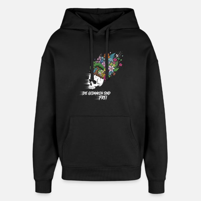 Crâne de fleurs de liberté - Sweat à capuche unisexe Stanley/Stella Oversized - noir