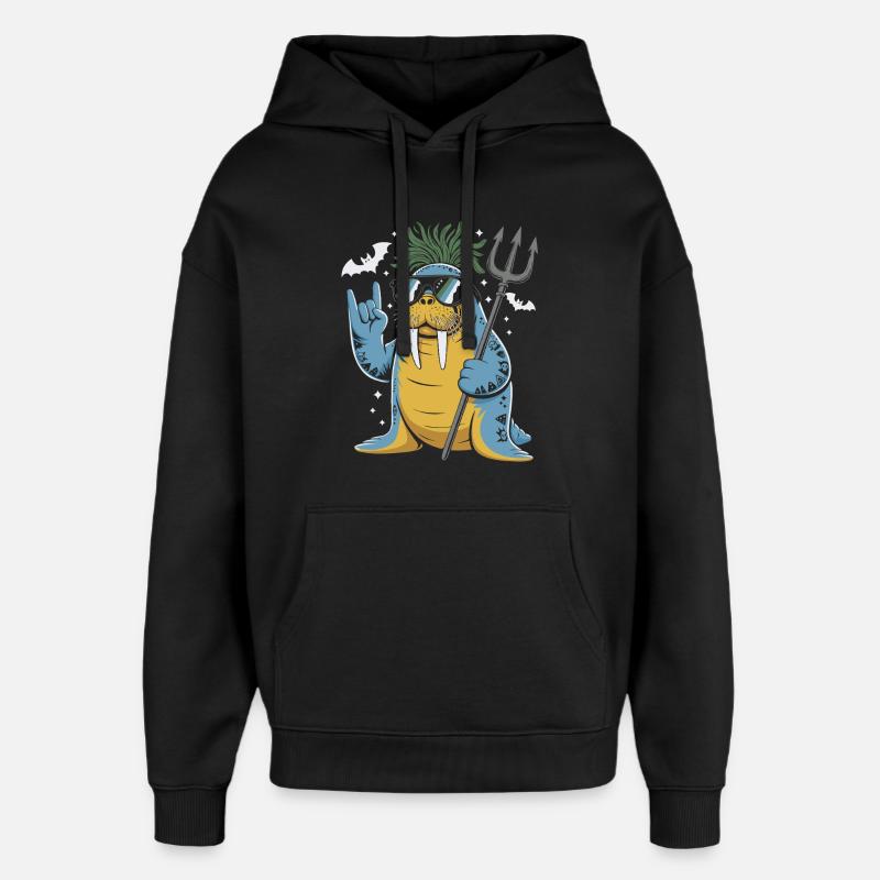 Walrus Punk Rocker Halloween - Sweat à capuche unisexe Stanley/Stella Oversized - noir