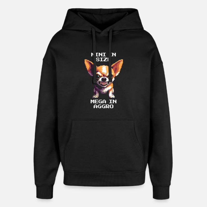 Miniklein, méga aggro | Chihuahua - Sweat à capuche unisexe Stanley/Stella Oversized - noir