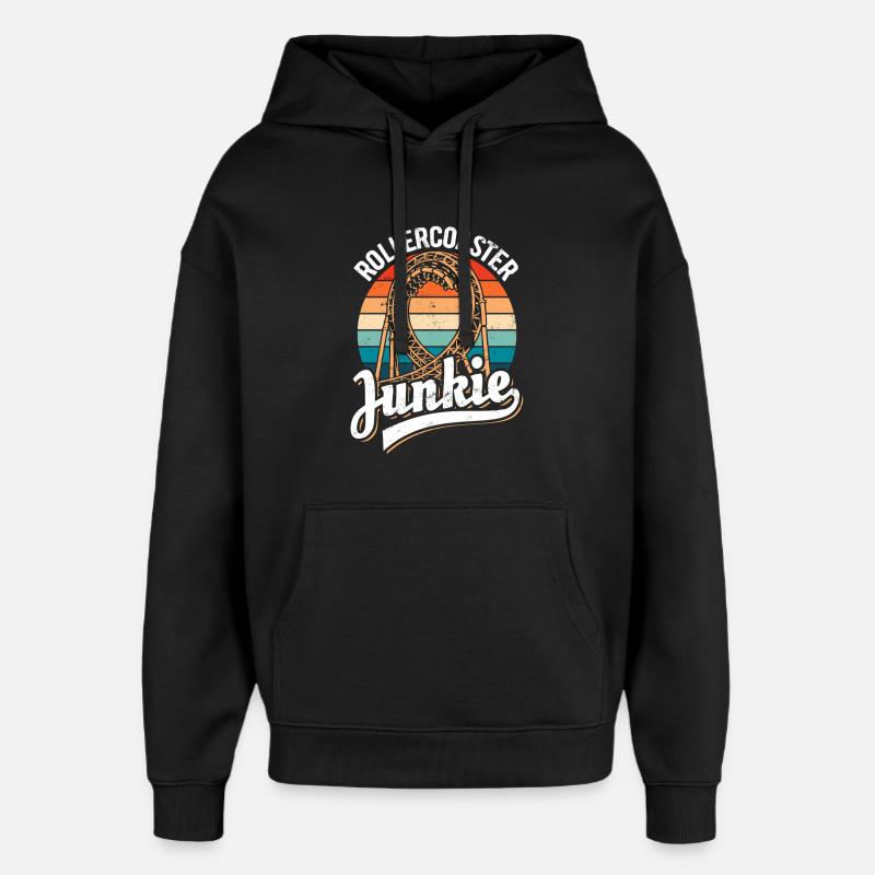 Rollercoaster Junkie - Roller Coaster - Boucle - Sweat à capuche unisexe Stanley/Stella Oversized - noir