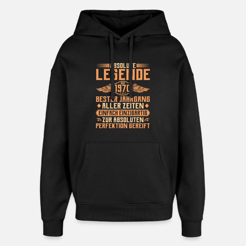 55e anniversaire - Légende depuis 1970 - Sweat à capuche unisexe Stanley/Stella Oversized - noir