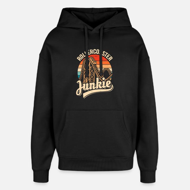 Rollercoaster Junkie - Roller Coaster - Loop - Oversized Unisex Hoodie by Stanley/Stella - black