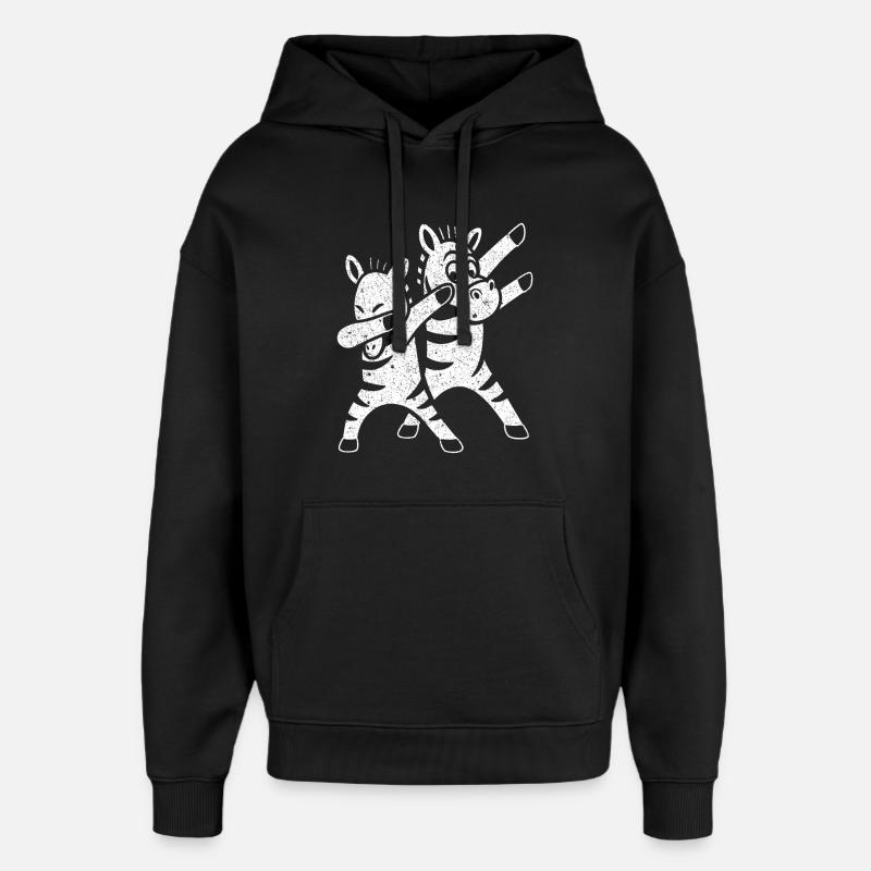 Drôle Dansant Zèbres Dabbing - Sweat à capuche unisexe Stanley/Stella Oversized - noir