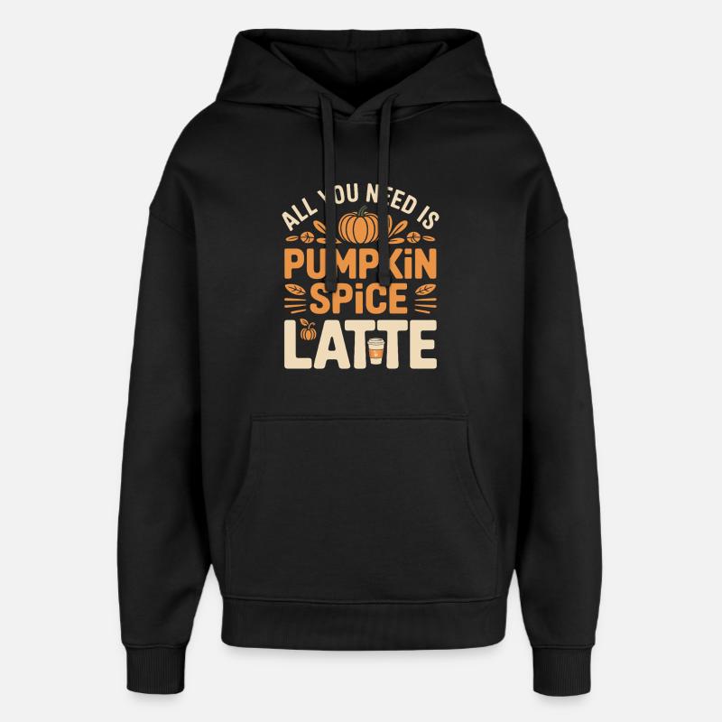 Kürbis Herbst Pumpkin Spice Latte - Oversized Unisex Hoodie von Stanley/Stella - Schwarz