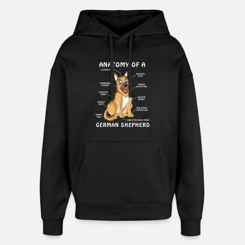 Anatomie des Deutschen Schäferhundes - Oversized Unisex Hoodie von Stanley/Stella - Schwarz