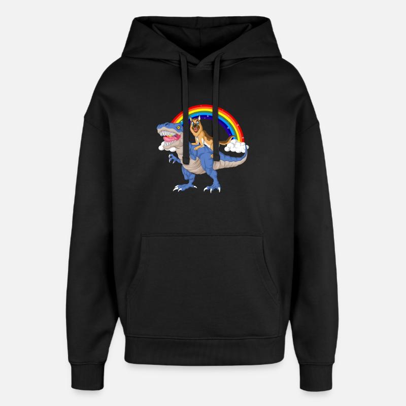 Balade en dinosaure du berger allemand - Sweat à capuche unisexe Stanley/Stella Oversized - noir