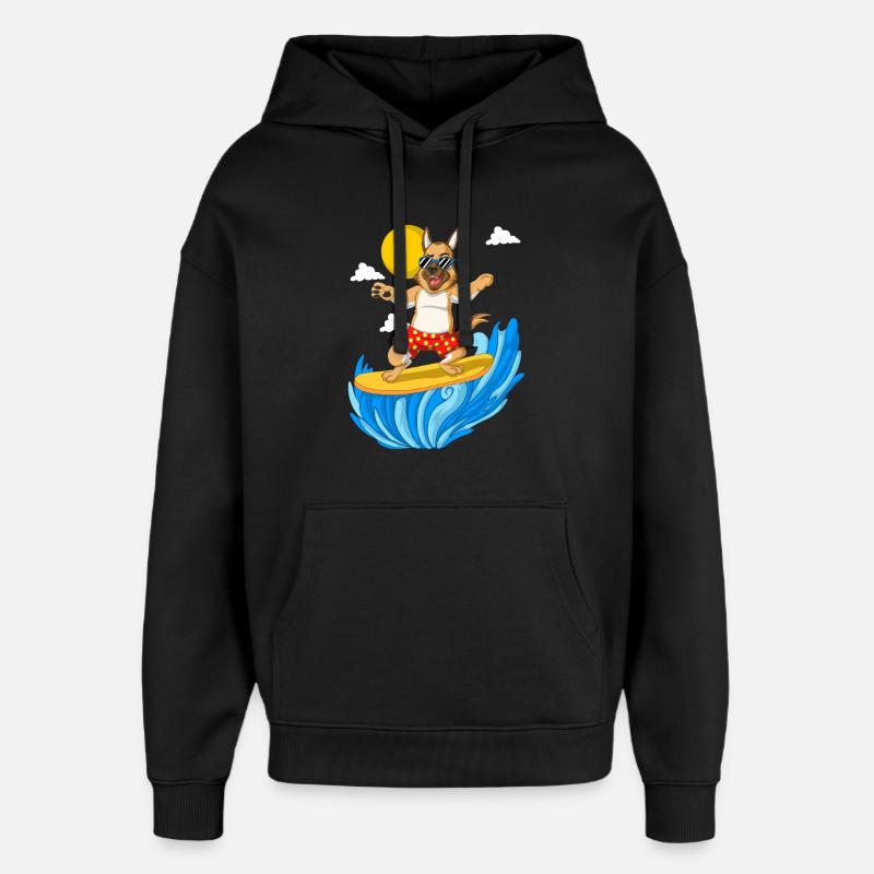Surfender Deutscher Schäferhund - Oversized Unisex Hoodie von Stanley/Stella - Schwarz