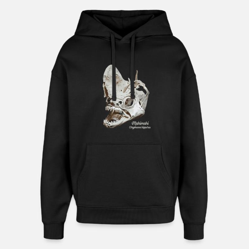 Fossil dolphinfish Mahimahi skull - Oversized Unisex Hoodie by Stanley/Stella - black