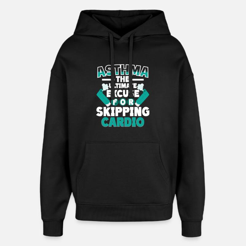 Asthma Asthmatiker Skipping Cardio - Oversized Unisex Hoodie von Stanley/Stella - Schwarz