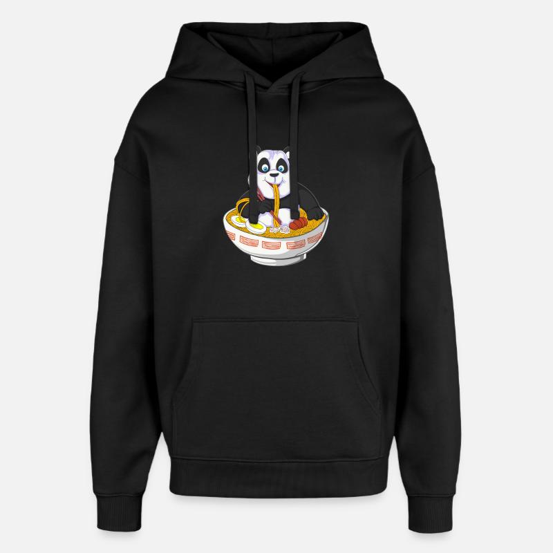 Panda Chef mit Nudelschüssel Design - Oversized Unisex Hoodie von Stanley/Stella - Schwarz