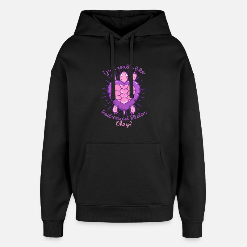 Tortue à oreilles rouges - Sweat à capuche unisexe Stanley/Stella Oversized - noir