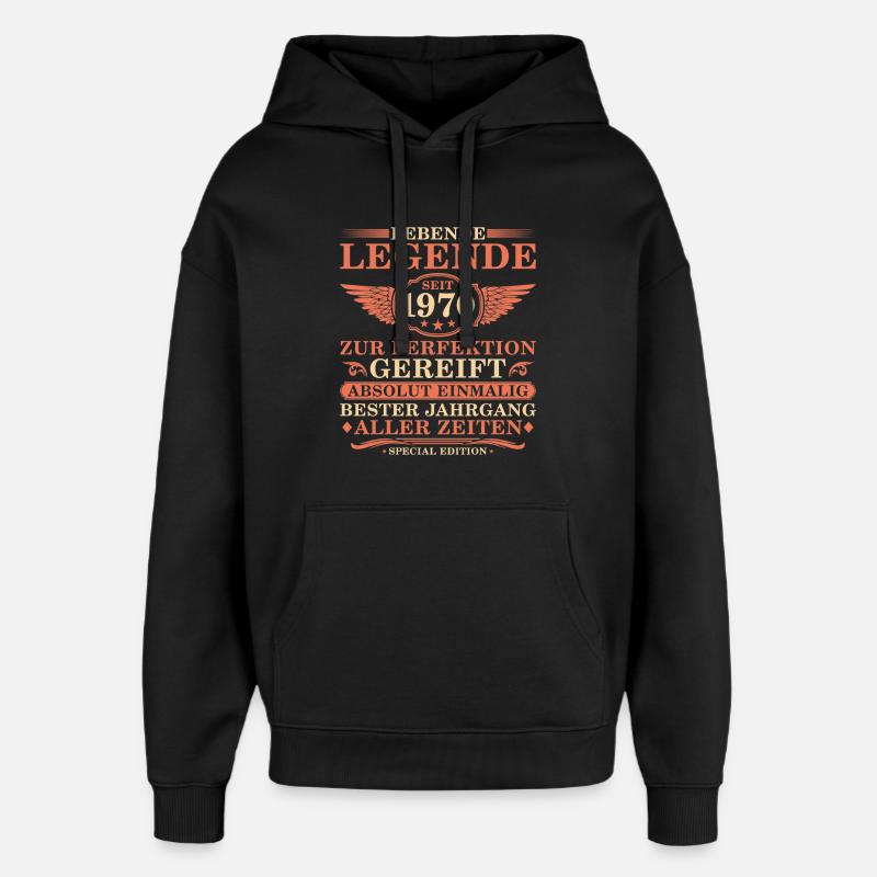 55e anniversaire Année millésime 1970 - Sweat à capuche unisexe Stanley/Stella Oversized - noir