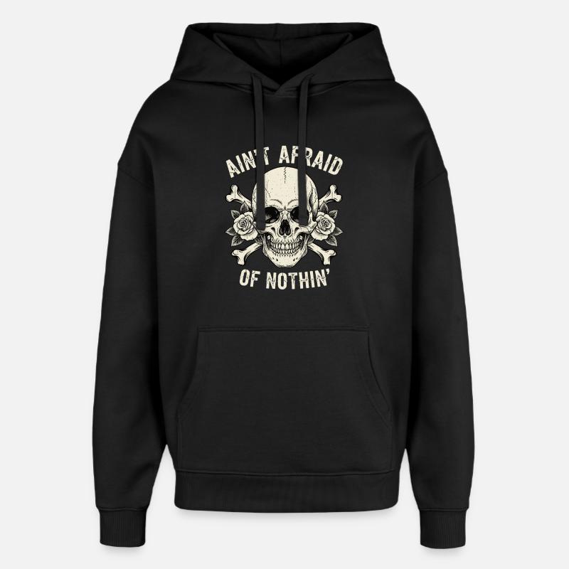 Skull with roses and slogans - Oversized Unisex Hoodie by Stanley/Stella - black