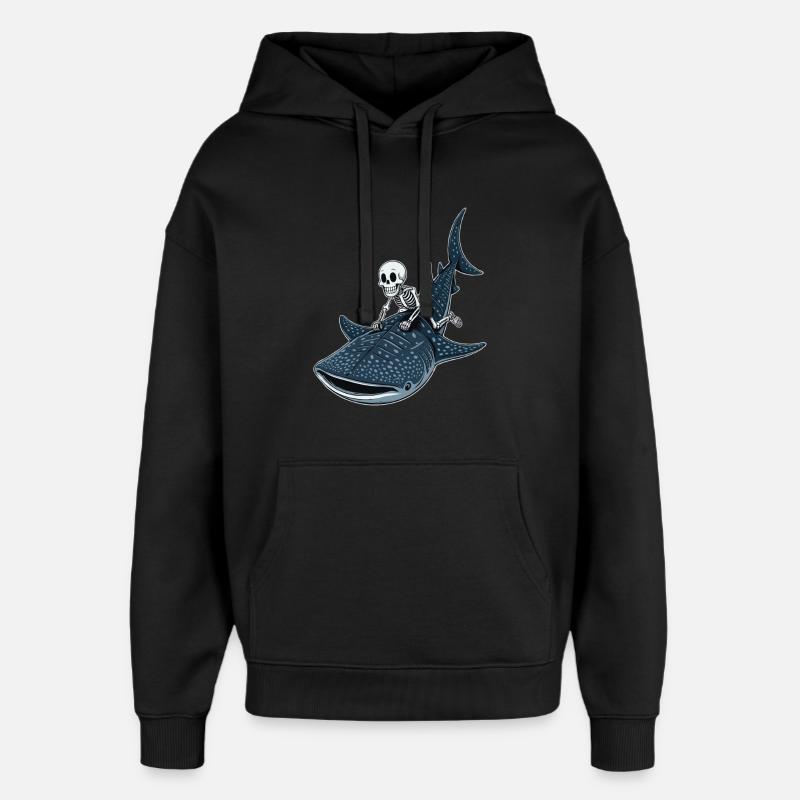 Squelette sur requin baleine Rhincodon - Sweat à capuche unisexe Stanley/Stella Oversized - noir