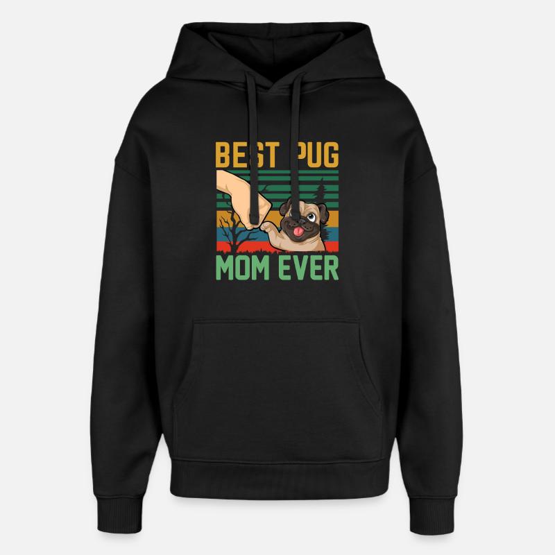 Beste Mopsmutter aller Zeiten Retro - Oversized Unisex Hoodie von Stanley/Stella - Schwarz
