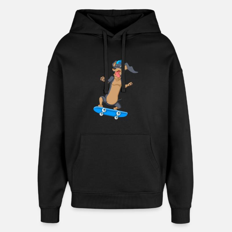 T-shirt de skateboard teckel - Sweat à capuche unisexe Stanley/Stella Oversized - noir