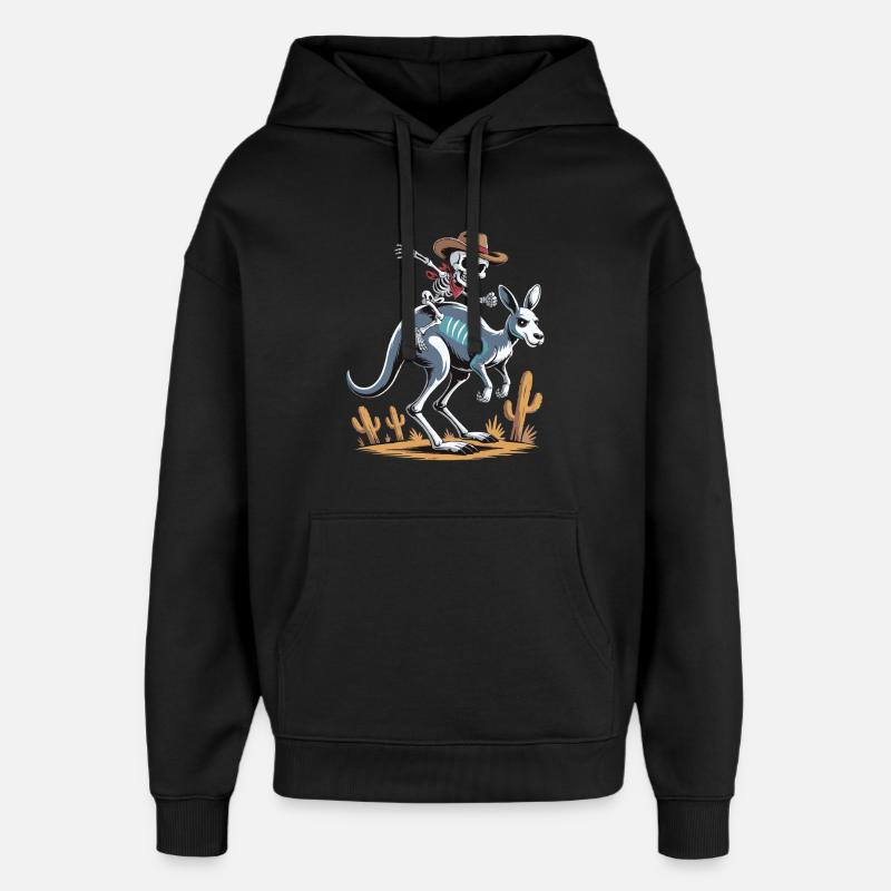 Cowboy squelette cavalier sur kangourou - Sweat à capuche unisexe Stanley/Stella Oversized - noir