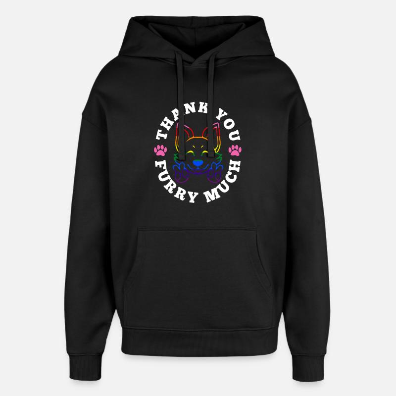 Merci beaucoup furry - Sweat à capuche unisexe Stanley/Stella Oversized - noir